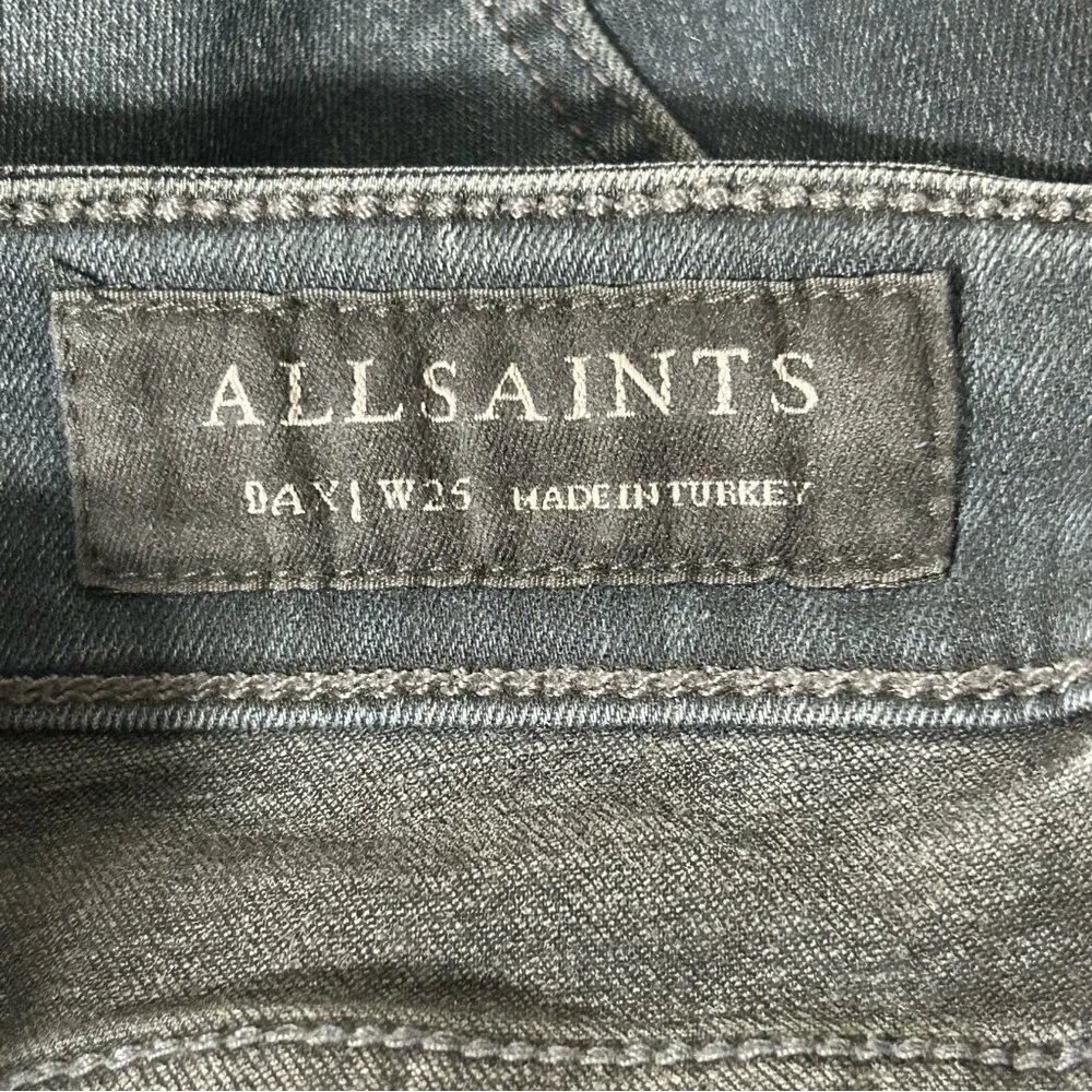 All Saints Dax Cigarette Skinny Jeans‎ Actual Size 24X26 Ankle Black Stretch